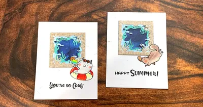 レイヤーダイが楽しい！重ねて作る海の景色と海の仲間たちの爽やか暑中お見舞いカード