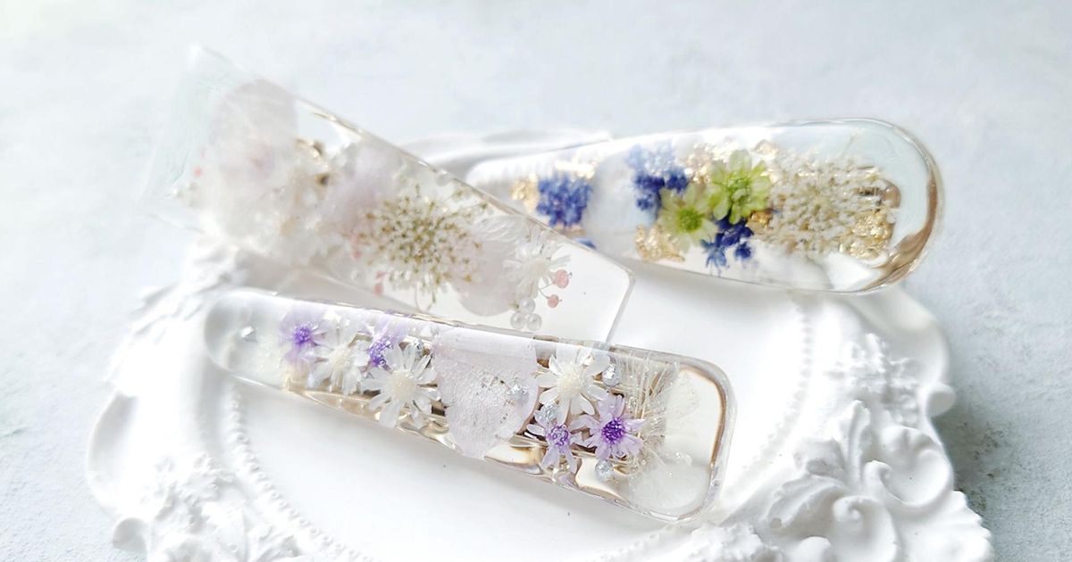 新作♪初夏デザイン お花レジンヘアクリップ 2個セット ハンドメイド 新作♪初夏デザイン お花レジンヘアクリップ 2個セット ハンドメイド