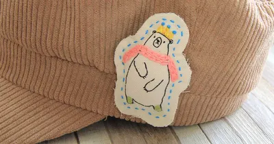 生地の絵に刺繍で色塗り！お絵描きブローチ