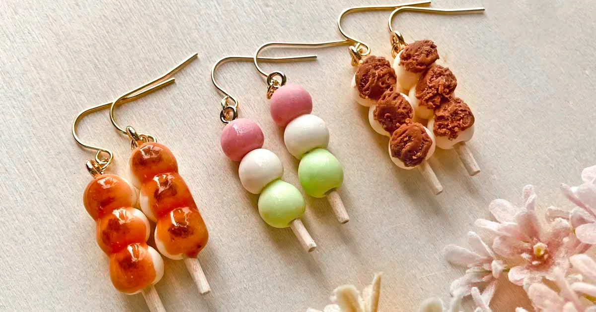 粘土で和菓子！ 樹脂粘土で作る3種のミニチュアおだんごピアス/粘土に使えるみたらしソースとあんこの作り方