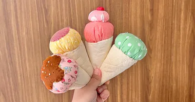 おままごとやお店屋さんごっこに！またたび入りの猫のおもちゃにもアレンジできる、アイスクリームのぬいぐるみの作り方