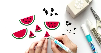 簡単！サークルパンチのスイカの作り方・ハートのパンチでしずくを作る方法