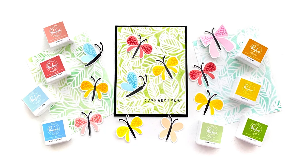 ファシーカッティングのコツ・スタンプとステンシルの蝶々のカードの作り方