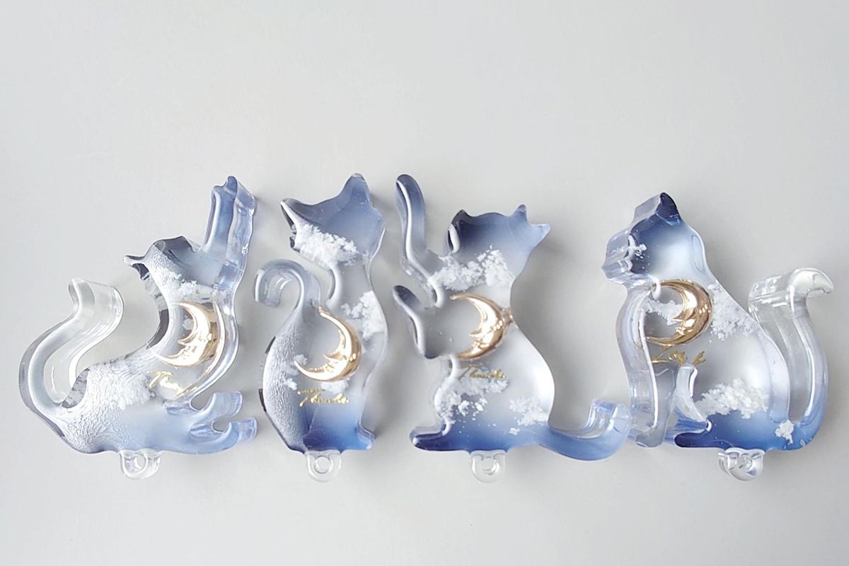 猫　レジンヘアゴム　雲の向こう　カラフルな夜空 猫 レジンヘアゴム 雲の向こう カラフルな夜空