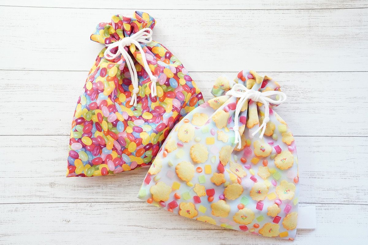 ※サイズ要確認※【handmade】巾着袋S フリル 2つのフリルの作り方 お着替え袋、体操着袋サイズ フリル巾着袋