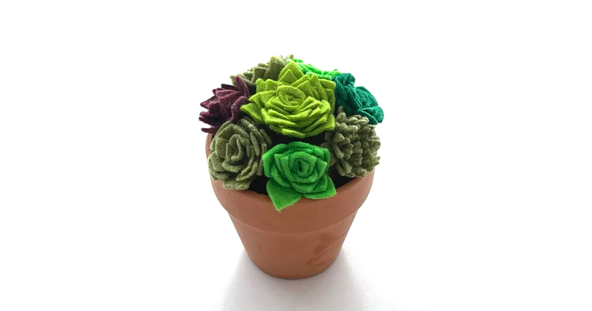 フェルトの多肉植物の寄せ植えの作り方