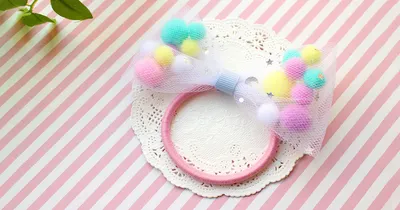縫わずに簡単！ボンボン入りチュールリボンのヘアゴムの作り方