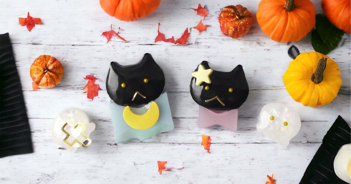 ฅ❤️ レジン　猫　ハロウィン　ピアス　イヤリング　ハンドメイド ハロウィン間近！意外なモールドの組み合わせで作る、コウモリとオバケ