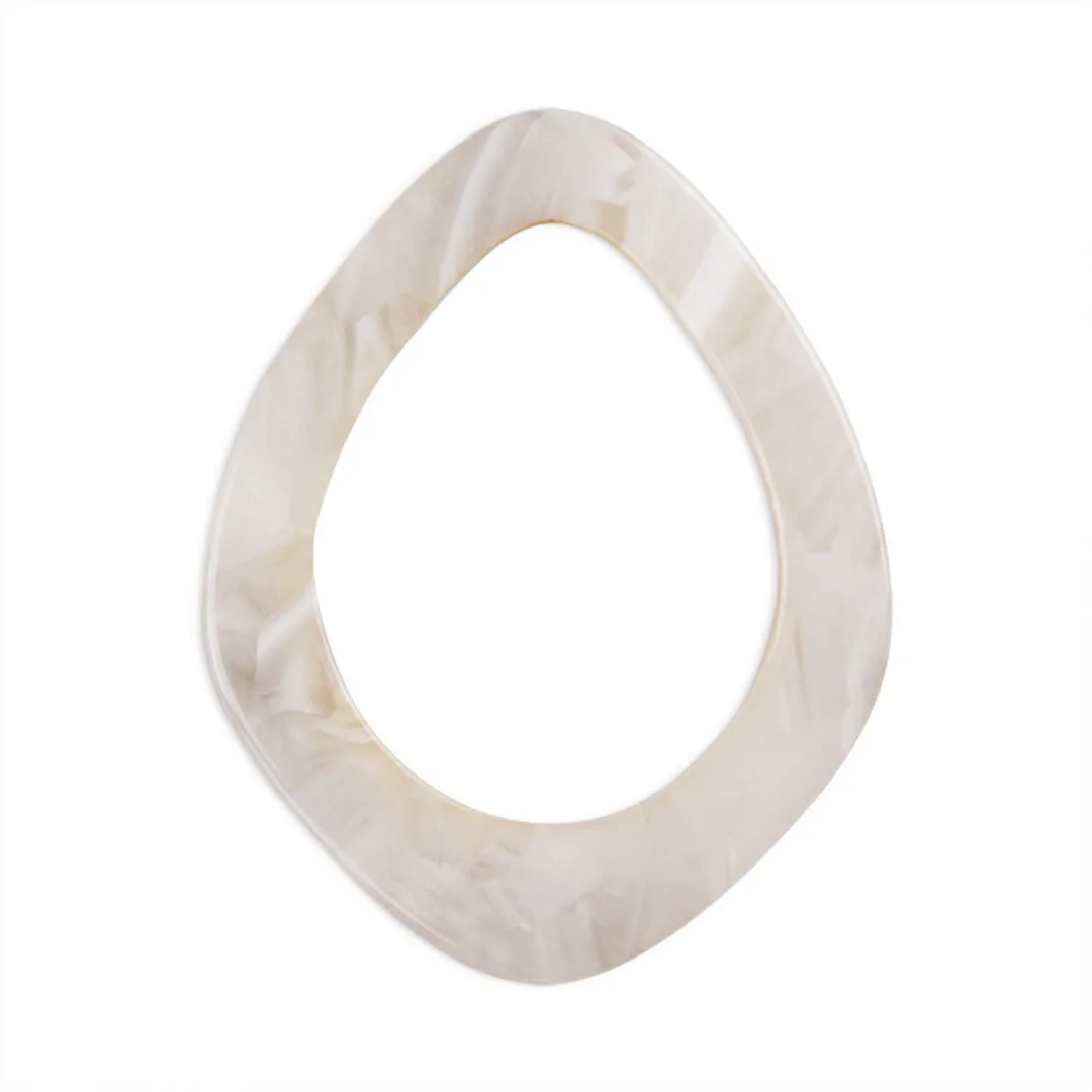 プラスチックパーツ / アクリルフープ（変形ドロップ・723）/ WH / 約41×32mm