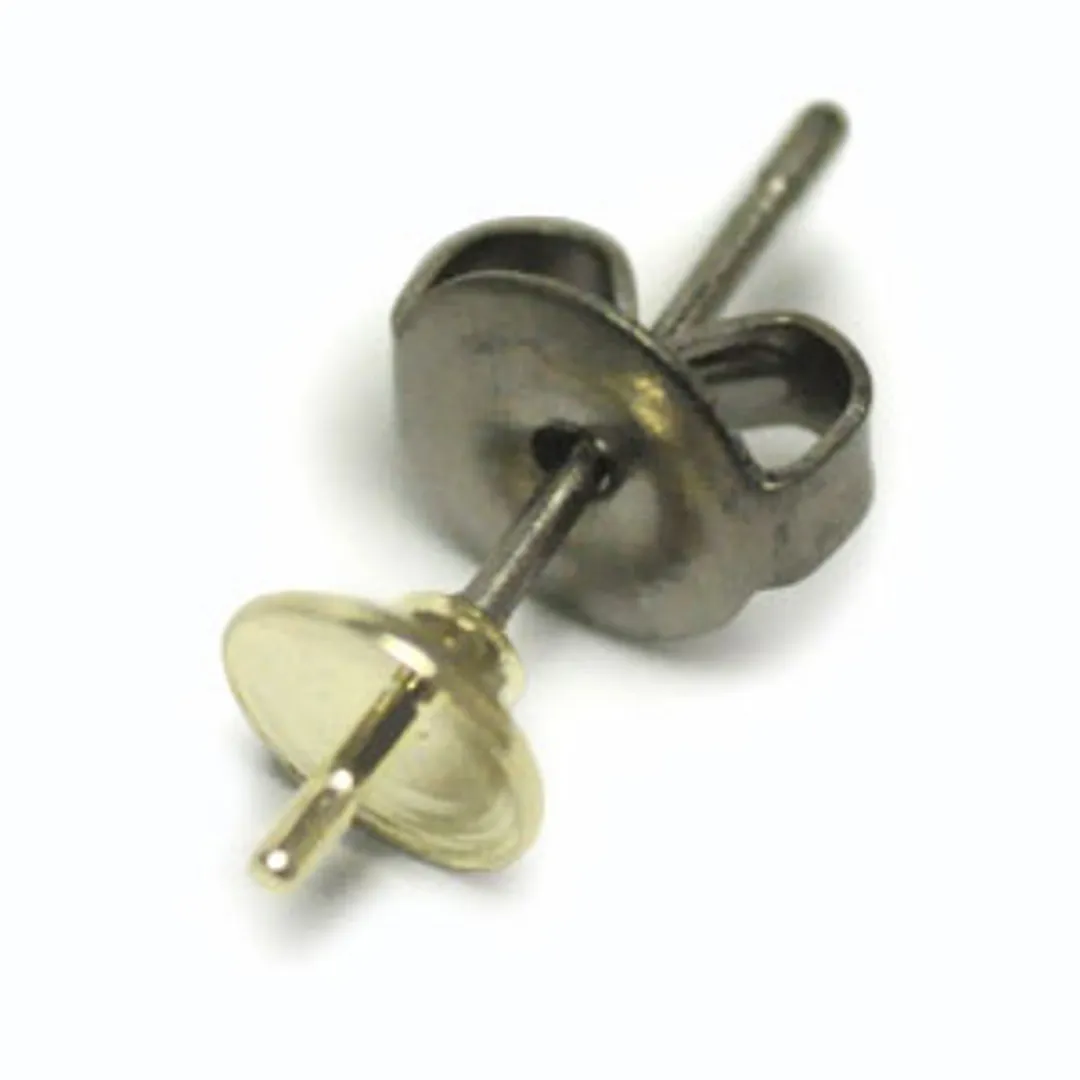 チタンポスト＆キャッチピアス 片穴用（約5mm丸皿芯あり） / G5 / 2pcs