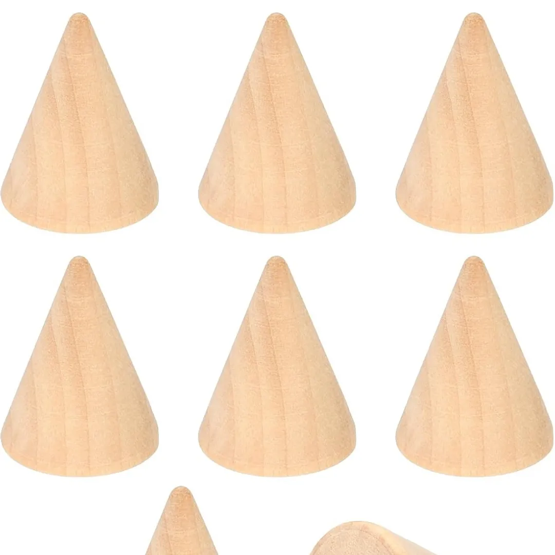 PATIKIL 木製コーンリングホルダー 8個