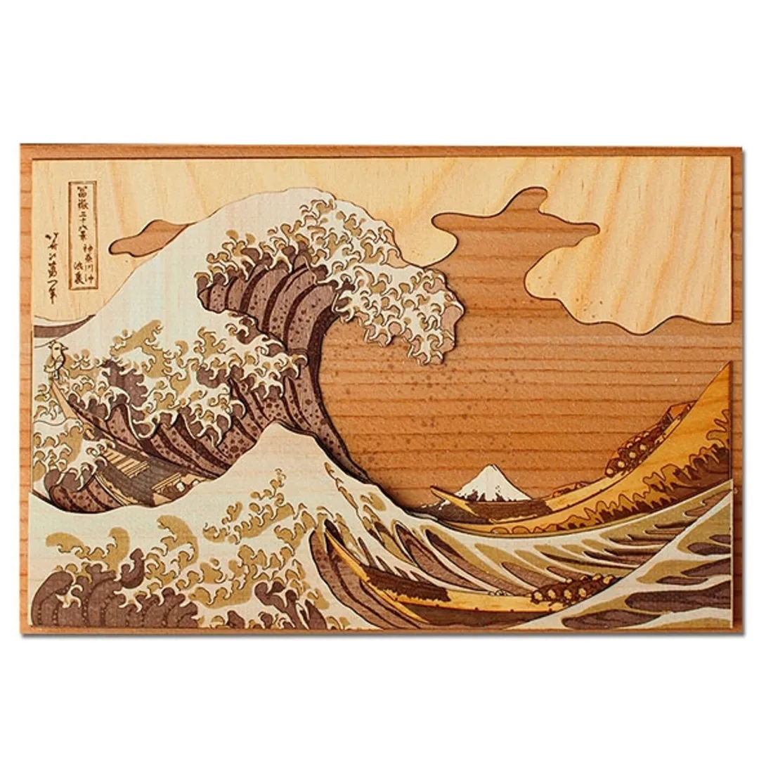 さくらほりきりさんのDIY作品 | 木はり絵　神奈川沖浪裏