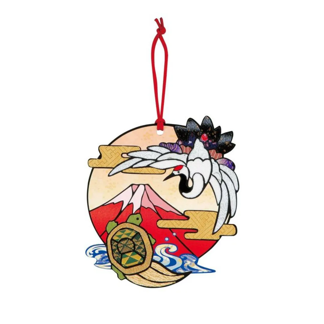さくらほりきりさんのペーパー
クラフト作品 | シールはり絵・鶴亀と赤富士