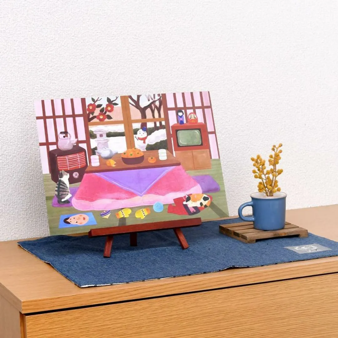 さくらほりきりさんのパッチワーク・キルト作品 | シールはり絵・猫の四季（冬ごもり）