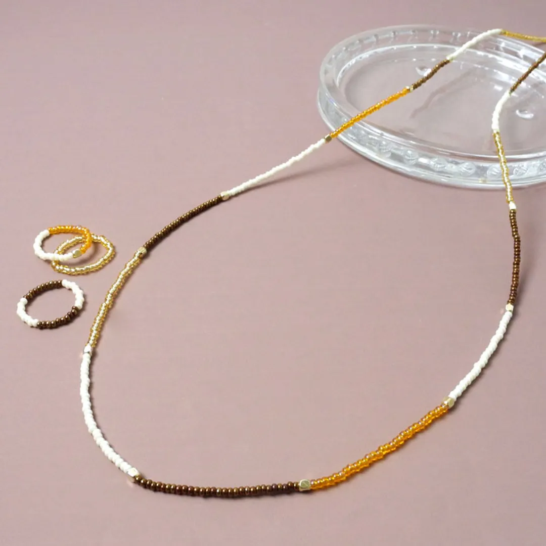 partsclubさんのビーズ作品 | オリジナルプチキット / スレンダービーズネックレス&リング...