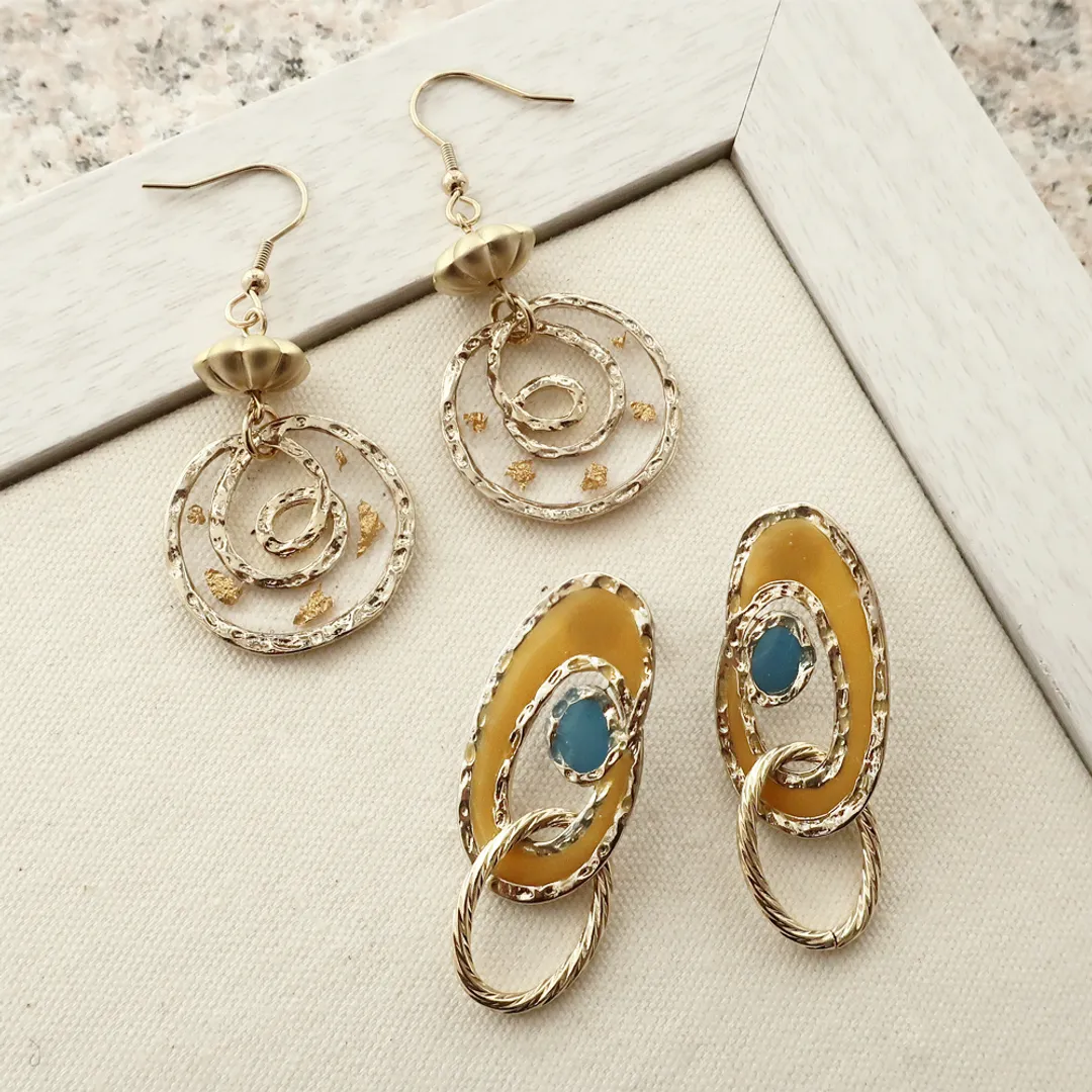 partsclubさんのレジン作品 | メタルフープ（デザインフープ 変形・槌目調/3207） / ...