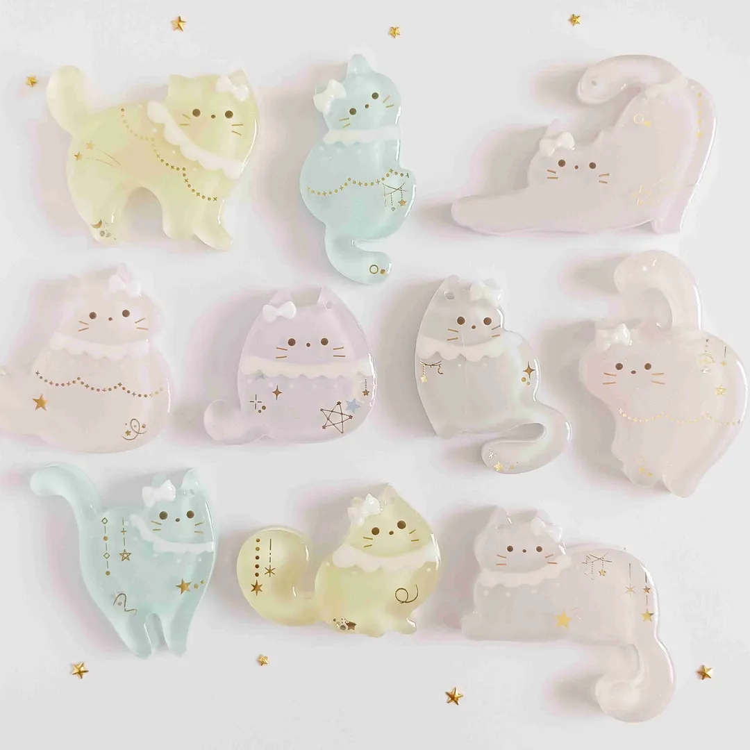 ぷちゆきさんのレジン作品 | シリコンモールド 穴あき ネコ まんまるネコ 10種