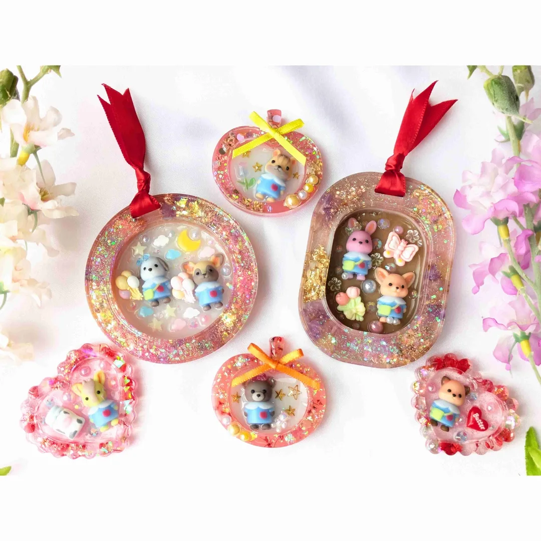mmachachammさんのレジン作品 | ☆新発売☆ シリコンモールド ミニチュア クマ 幼稚園 動物...
