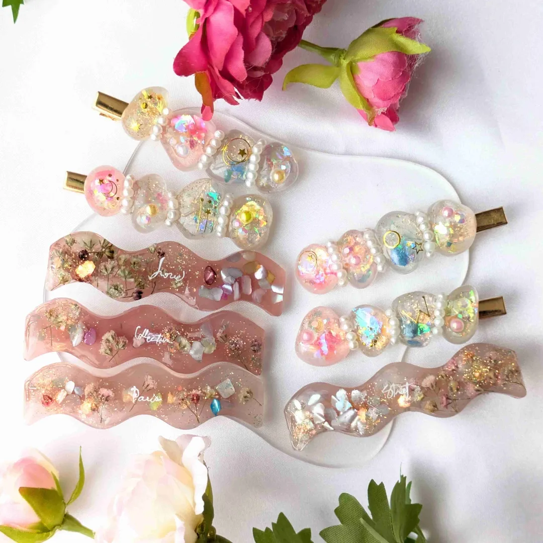 mmachachammさんのレジン作品 | シリコンモールド ヘアクリップ なみなみ