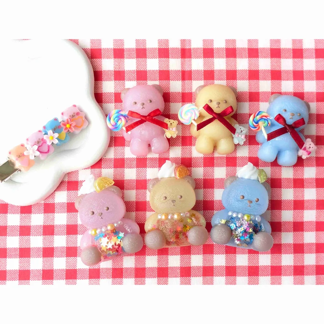 mmachachammさんのレジン作品 | シリコンモールド くま グミ ミニ 顔あり ４種