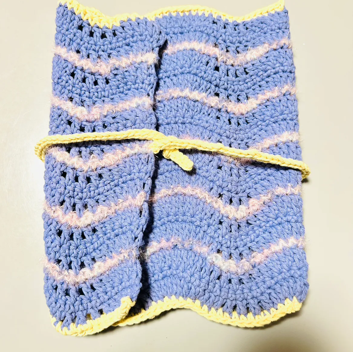 ケロたんさんの編み物作品 | 毛糸（リサイクルコットン、極太、ＲＥＧ５、スカイブルー）４０...