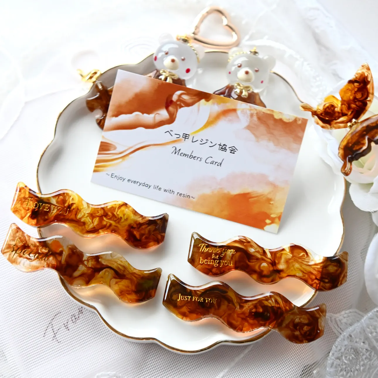 まっｻﾝさんのレジン作品 | シリコンモールド ヘアクリップ なみなみ