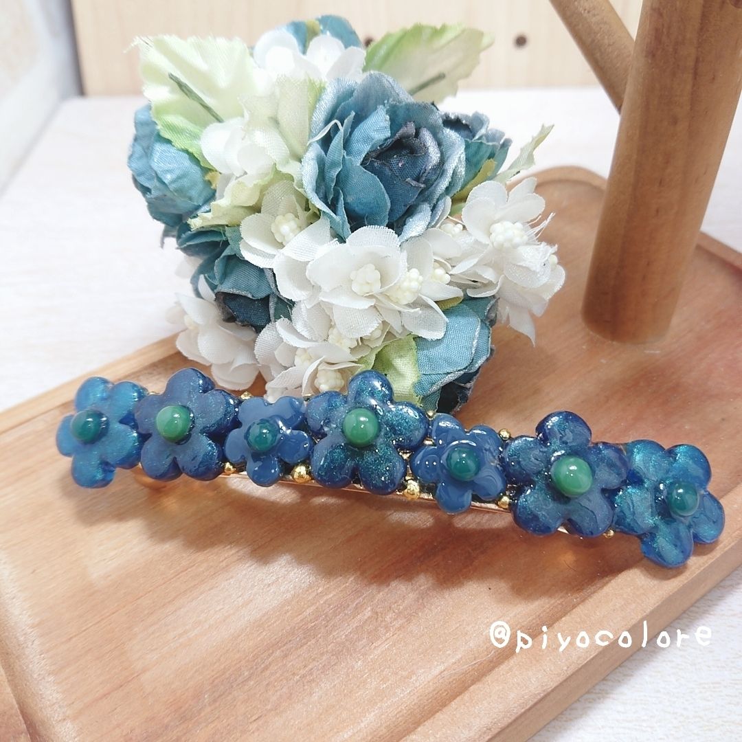 レジンヘアゴム 小花 パープル 淡色 春 バイカラー 【公式通販】