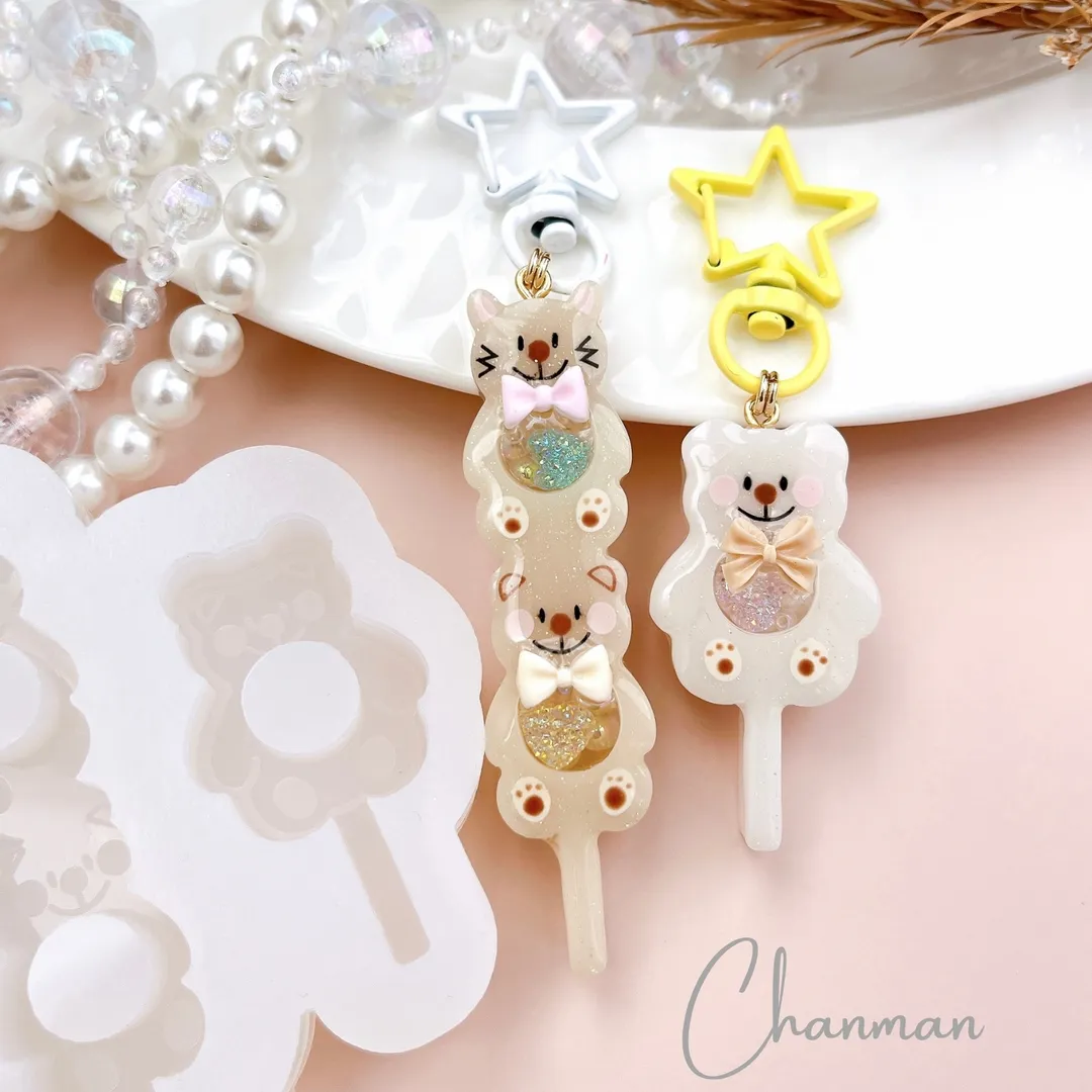 ちゃんまん ◡̈さんのレジン作品 | シリコンモールド 団子 くま 親子 ねこ 動物 シャカシャカ