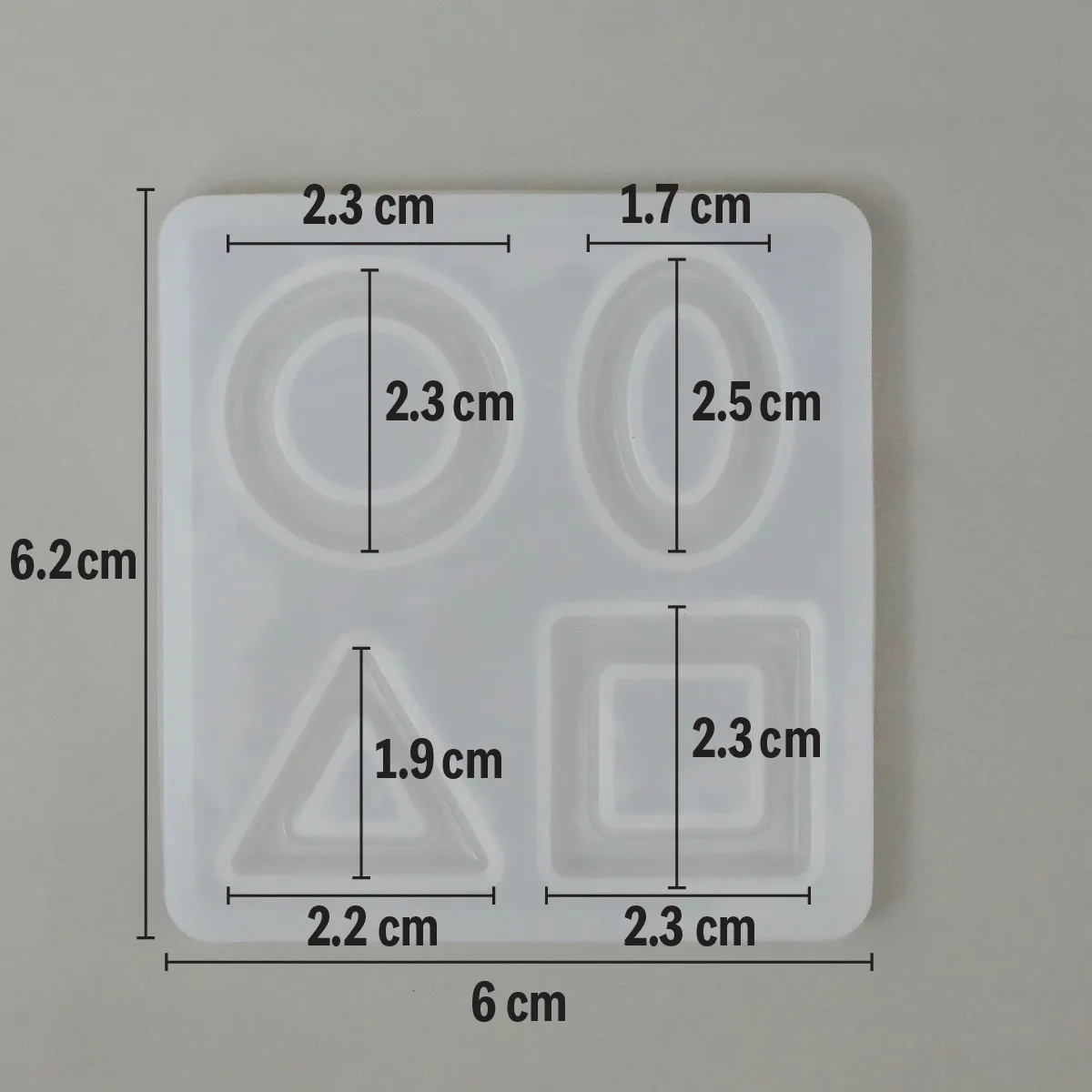 シリコンモールド 図形 4種 円 楕円 三角 四角