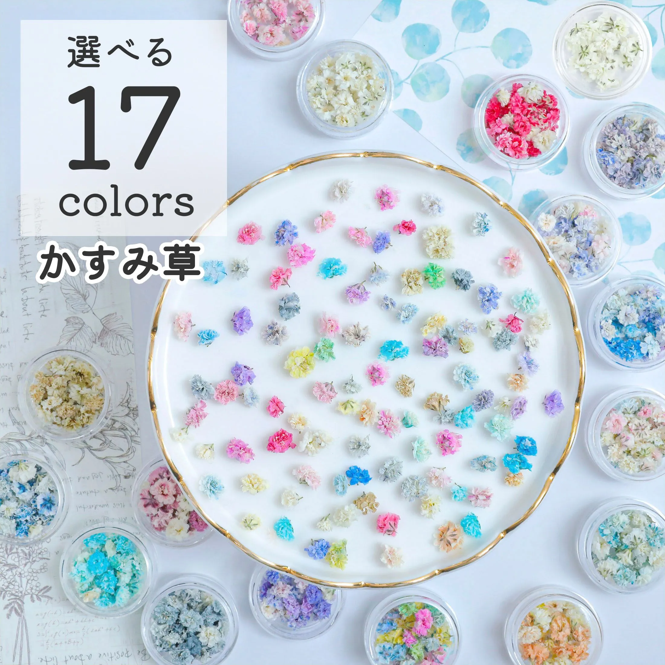【訳あり】【小分け】かすみ草 つぼみ ケース入り 全17色 レジン封入花材