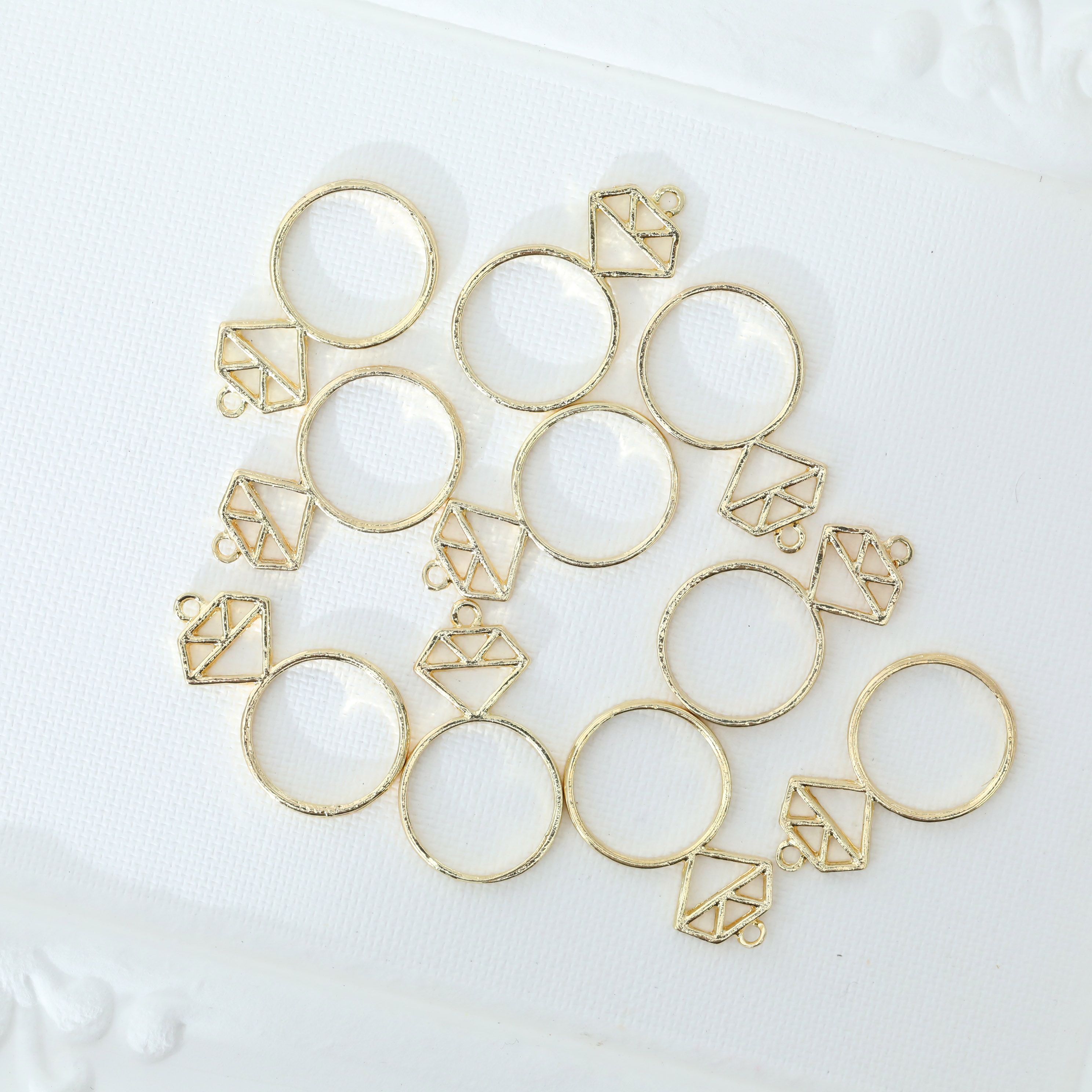 入園入学祝い メタルフレーム シルバー ゴールド 18×32mm ダイヤ付きリング アクセサリー