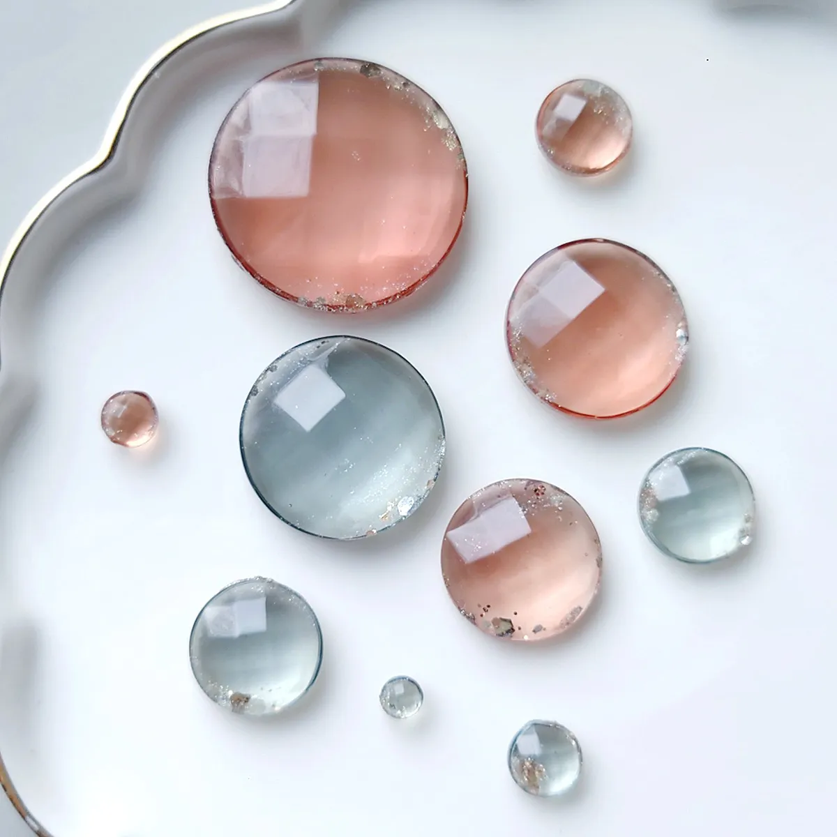 シリコンモールド 半円 多面カット サークルカボション 10サイズ