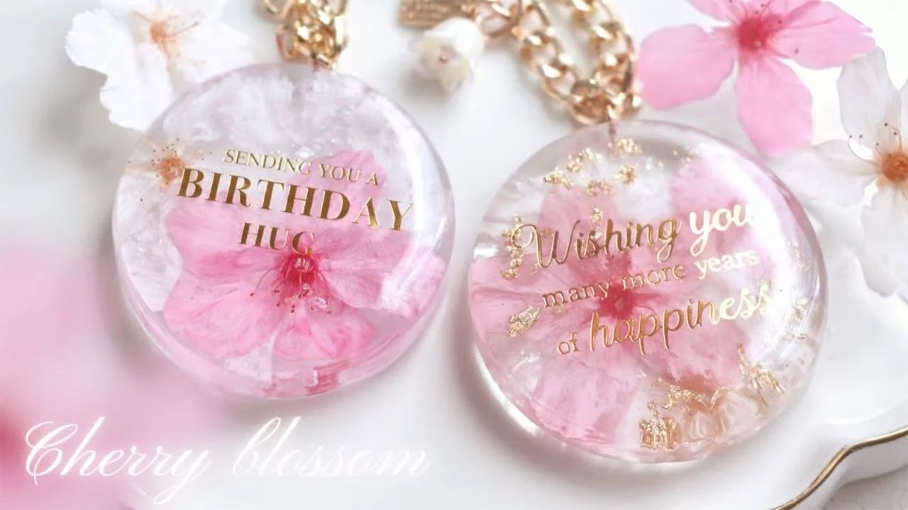 桜花爛漫～桜キツネ ブルー レジンキーホルダー ハンドメイド 【公式通販】
